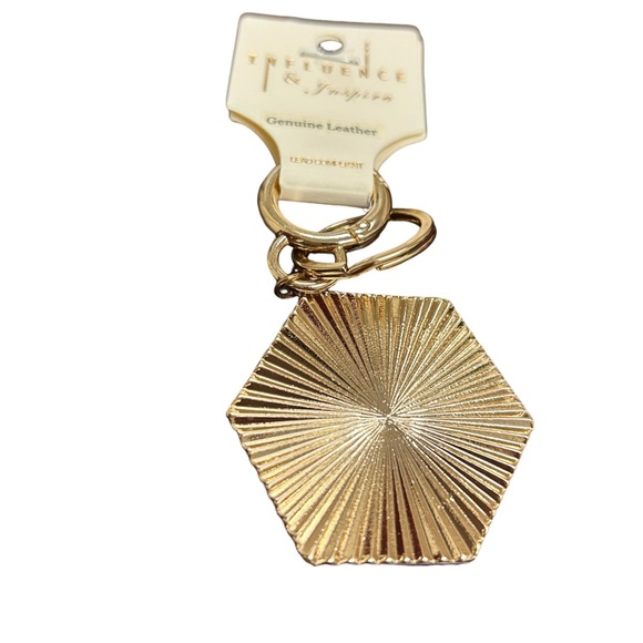 (12)New Genuine calf leather hexagon bee animal print trendy keychain - Picture 7 of 7